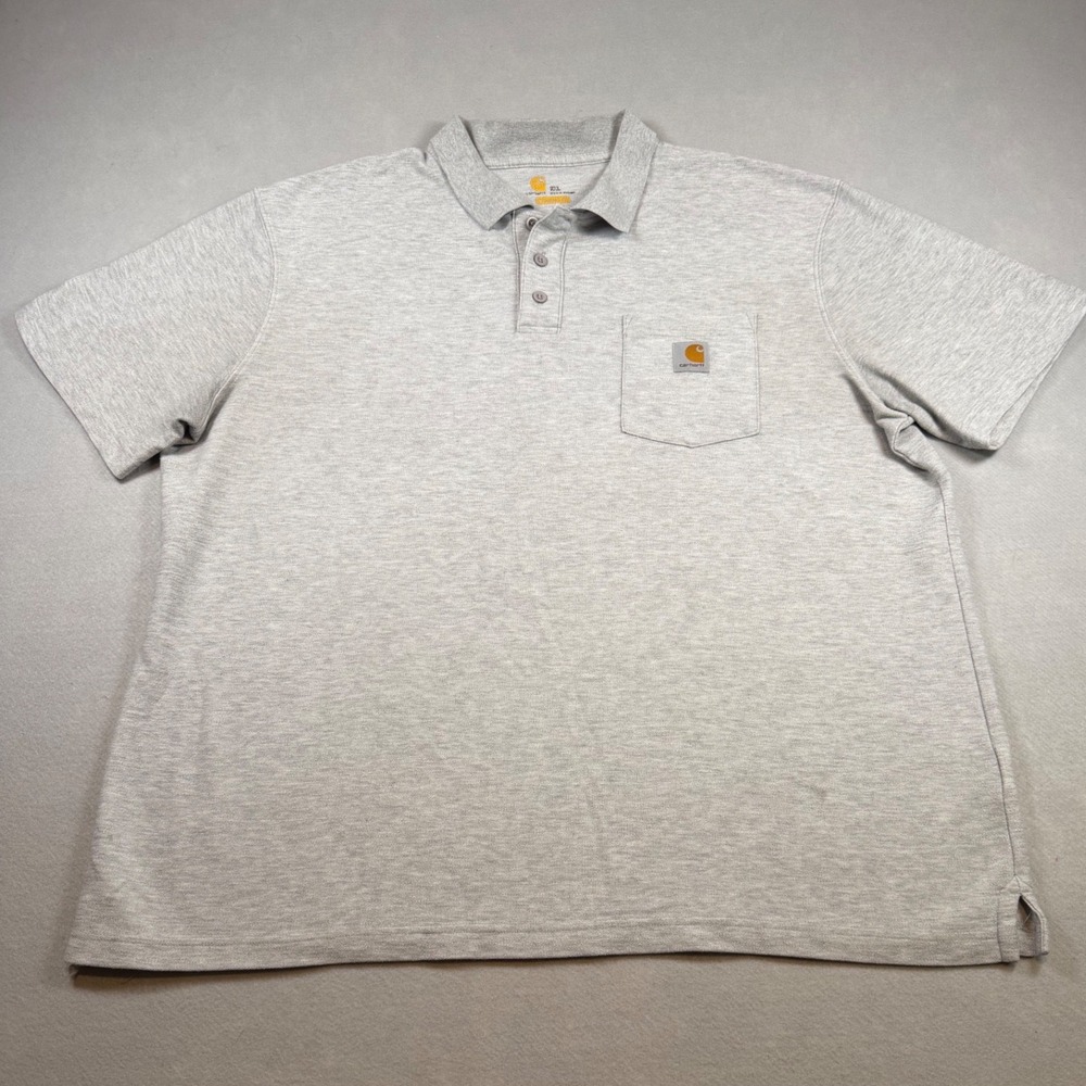 Carhartt Mens 2XL Gray Short Sleeve Pocket Polo Shirt Original Fit Workwear